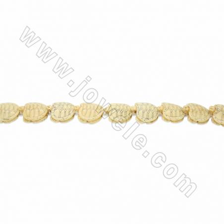 Handmade Carved Ox Bone Beads Strand, Tortoise, Yellow, Size 25x25mm, Hole 1.5mm, 16beads/strand
