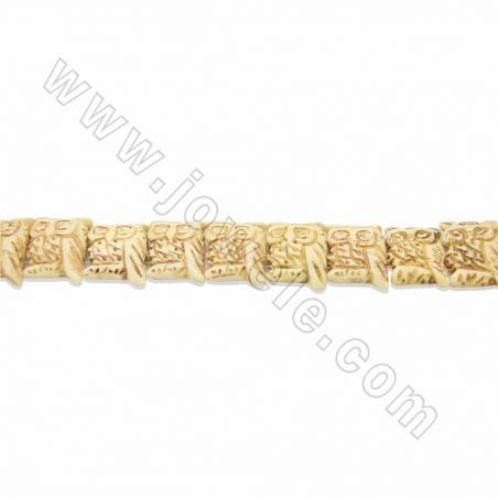 Hight Quality Handmade Carved Ox Bone Beads Strands, Owl, Yellow, Size 20x25mm, Hole 1.5mm, 18beads/strand