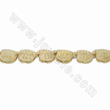 Handmade Carved Ox Bone Beads Strands, Turtles, Yellow, Size 30x30mm, Hole 1.5mm, 14pcs/strand