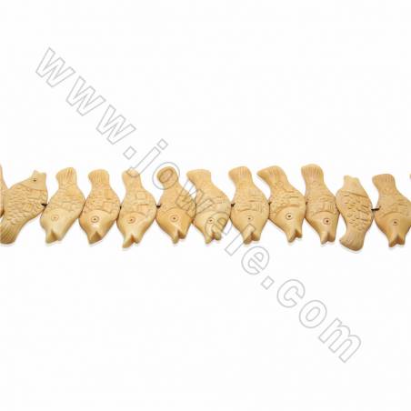 Hellbraun Rinderknochen geschnitztes  Perlenkette  Fisch  15x45mm  Loch:1mm 22Stck / Strang