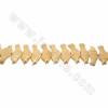 黃色手工雕刻牛骨珠子 鱼 尺寸 15x45毫米 孔徑 1毫米 22個/串