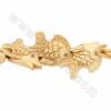 黃色手工雕刻牛骨珠子 鱼 尺寸 20x30毫米 孔徑 1毫米 22個/串