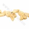 黃色手工雕刻牛骨珠子 鱼 尺寸 20x35毫米 孔徑 1.5毫米 15個/串