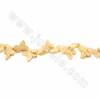 Fili di perline in osso di bue intagliate a mano, pesce, giallo, dimensioni 20x35 mm, foro 1,5 mm, 15 perline/filamento