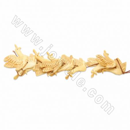Handmade Carved Ox Bone Beads Strands, Swan, Yellow, Size 40x55mm, Hole 1.5mm, 10 beads/strand