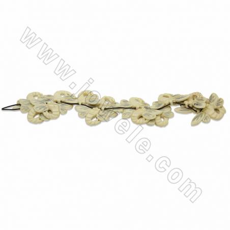 Handmade Carved Ox Bone Beads Strands, White, Dragonfly, Size 25x50mm, Hole 1.5mm, 15 beads/strand