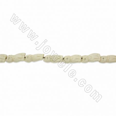 Handmade Carved Ox Bone Beads Strands, White, Lucky Cat, Size 18x30mm, Hole 1.5mm, 14 beads/strand