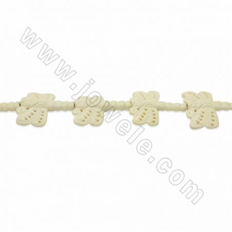 Perles libellule en os de boeuf blanche sur fil Taille 40x45mm trou 1.5mm 9perles/fil