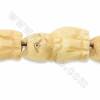 黃色手工雕刻牛骨珠子 招財貓 尺寸 20x30毫米 孔徑 1.5毫米 14顆/串
