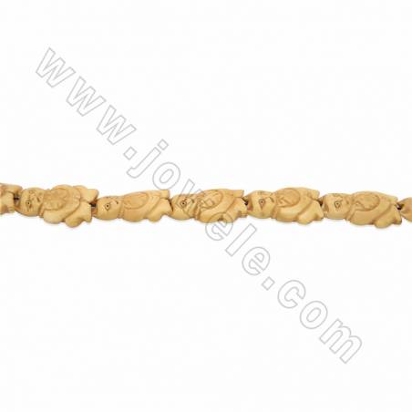 Perles chat en os de boeuf jaune sur fil Taille 20x35mm trou 1.5mm 10perles/fil