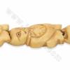 Osso de boi esculpido artesanal em forma de Gatinha em Amarelo com 20mm por 35mm, 1.5mm de furo - 10 contas
