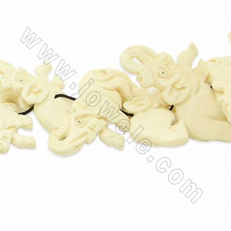 Handmade Carved Ox Bone Beads Strands, Elephant, White, Size 25x50mm, Hole 1.5mm, 15 beads/strand