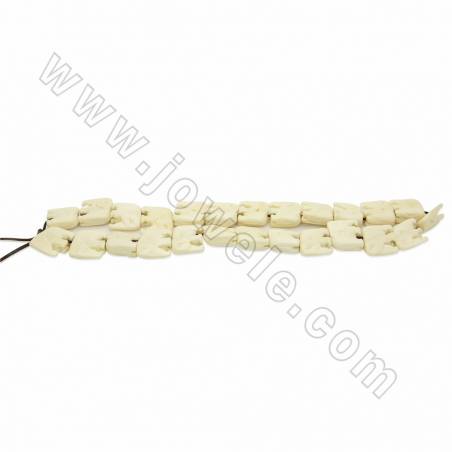 Handmade Carved Ox Bone Beads Strands, Elephant, White, Size 19x19mm, Hole 1mm, 25 beads/strand