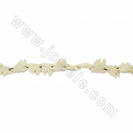Handmade Carved Ox Bone Beads Strands, Fish, White, Size 20x30mm, Hole 1mm, 22 beads/strand