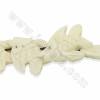 Perles poisson en os de boeuf blanche sur fil Taille 20x30mm trou 1mm 22perles/fil
