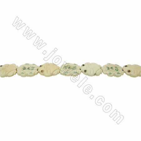 Handmade Carved Ox Bone Beads Strands, Frog, White, Size 35x35mm, Hole 1.5mm, 10 beads/strand