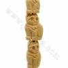 Handmade Carved Ox Bone Beads Strands, Lucky Cat, Yellow, Size 16x24mm, Hole 1.5mm, 18 beads/strand
