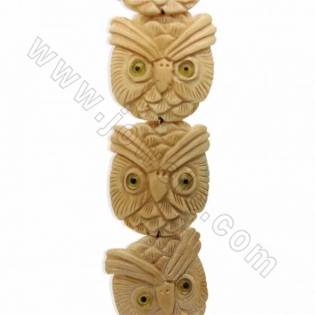Handmade Carved Ox Bone Beads Strands, Hawk, Yellow, Size 38x40mm, Hole 1.5mm, 10 beads/strand