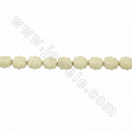 Handmade Carved Ox Bone Beads Strands, Flower, White, Size 13x13mm, Hole 1mm, 28 beads/strand