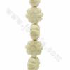 Fili di perline in osso di bue intagliate a mano, fiore, bianco, dimensioni 13x13 mm, foro 1 mm, 28 perline/filamento