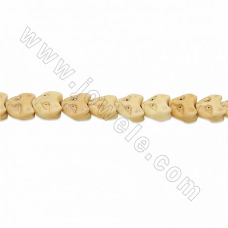 Handmade Carved Ox Bone Beads Strands, Fox, Yellow, Size 13x13mm, Hole 1mm, 28 beads/strand