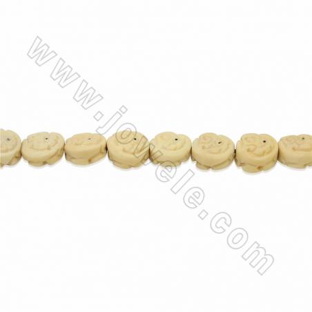 Perles jaune en os de boeuf sur fil Taille 13x13mm trou1mm 28perles/fil