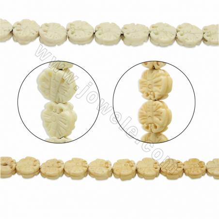 Handmade Carved Ox Bone Beads Strands, Butterfly, Yellow, Size 13x13mm, Hole 1mm, 28 beads/strand