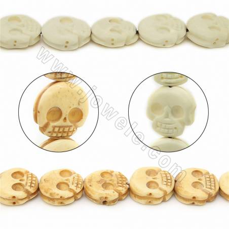 Handmade Carved Ox Bone Beads Strands, Skull, Size 17x17mm, Hole 0.9mm, 25 beads/strand