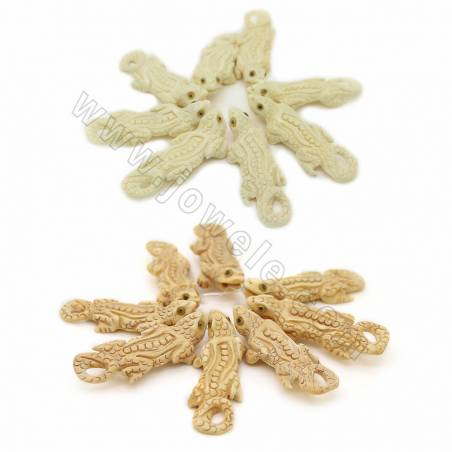 Handmade Carved Ox Bone Beads Strands, Lizard, Size 21x55x9mm, Hole 1mm, 8 beads/strand