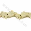 Handmade Carved Ox Bone Beads Strand Fish Size 25x35mm Hole 1mm 18 Beads/Strand