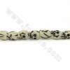 Perline in osso di bue intagliate a mano di qualità di grado A, testa di teschio, dimensioni 7x8 mm, foro 1~2 mm, 50 perline/fil