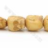 Perline in osso di bue intagliate a mano di qualità di grado A, testa di teschio, dimensioni 13x14 mm, foro 1~2 mm, 32 perline/f
