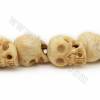 Grade A Quality Handmade Carved Ox Bone Beads Strands, Skull head, Yellow, Size 27x37mm, Hole 1~2mm, 16 beads/strand
