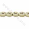 Handmade Carved Ox Bone Beads Strands, Flat Round with Frog Pattern, Yellow, Size 16.5x16.5mm, Hole 1mm, 25beads/strand