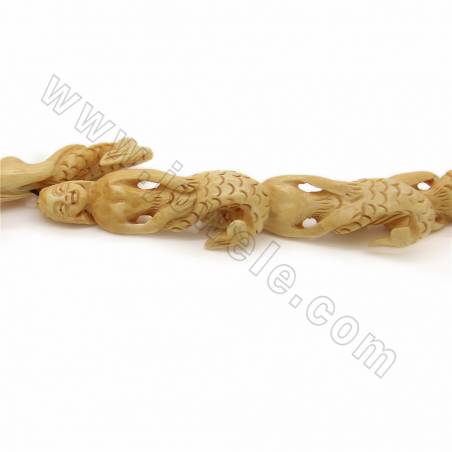 Handmade Carved Ox Bone Beads Strands, Mermaid, Yellow, Size 19x57x11mm, Hole 1mm, 10 beads/strand