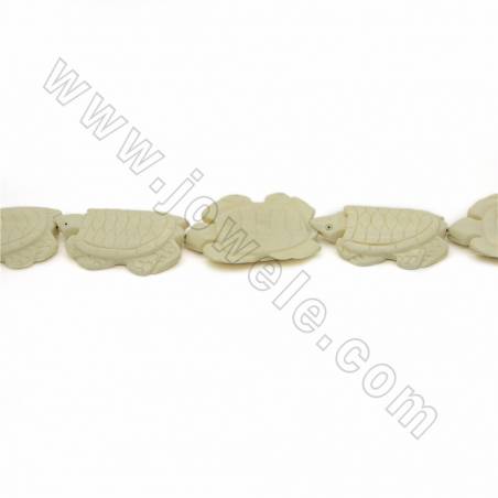 Handmade Carved Ox Bone Beads Strands, Tortoise, White, Size 33x46mm, Hole 1mm, 10 beads/strand