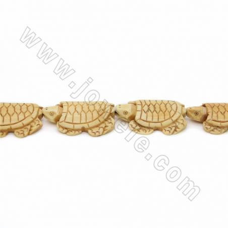 Handmade Carved Ox Bone Beads Strands, Tortoise, Yellow, Size 30x43mm, Hole 1mm, 10 beads/strand