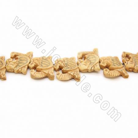 Handmade Carved Ox Bone Beads Strands, Tortoise, Yellow, Size 30x40mm, Hole 1mm, 17 beads/strand