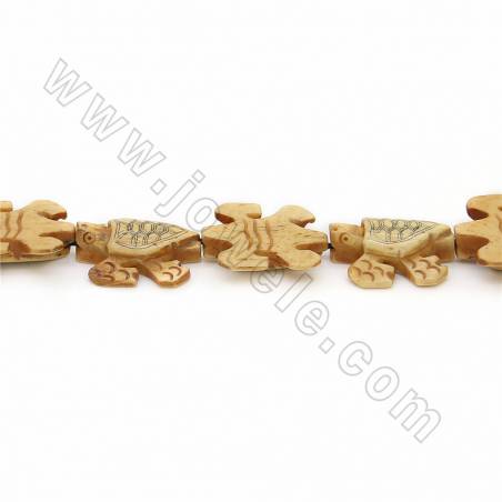 Handmade Carved Ox Bone Beads Strands, Sea turtle, Yellow, Size 20x25mm, Hole 1mm, 20 beads/strand