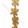 Fili di perline in osso di bue intagliate a mano, tartaruga marina, giallo, dimensioni 20x25 mm, foro 1 mm, 20 perline/filo