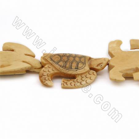 Бусины ручной работы из резной окс-кости, морская черепаха, желтые, размер 36x44 мм, отверстие 1 мм, 10 бусин на нить