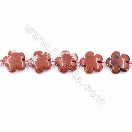 Natural Red Jasper Beads Strand  Flower  Size 15x15mm   hole 1.5mm   about 27 beads/strand 15~16‘’