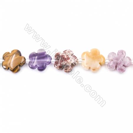 Mix Gemstone Beads Strand  Flower  Size 15x15mm   hole 1.5mm   about 27 beads/strand 15~16‘’