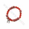 Natural 8mm Lava Stone Stretch Bracelets With Alloy Charms Length 62~63mm 5 pcs/Pack