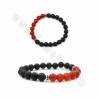 Natural Black Lava mix Stone 8mm Beaded Stretch Bracelet with Alloy Spacer Beads Length 63mm 5 pcs/Pack