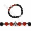 Natural Black Lava Mixed 8mm Gemstone Beaded Stretch Bracelet with Alloy Charms & Magnetic Clasps 62mm 5 pcs/Pack