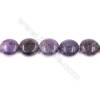 Natural Amethyst Beads Strand  Flat Round  Diameter 20mm  hole 1mm  about 20 beads/strand 15~16"