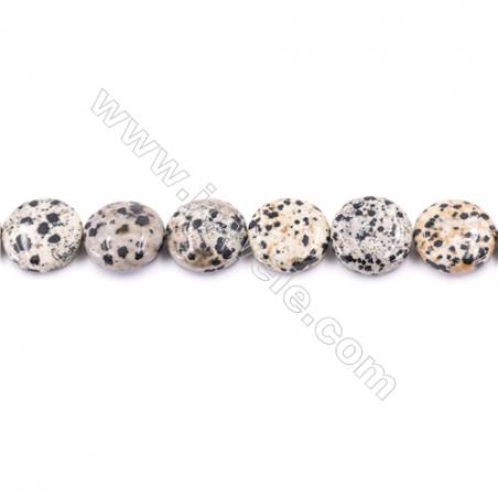 Natural Dalmatian Jasper Beads Flat Round  Diameter 20mm  hole 1mm  about 20 beads/strand 15~16"
