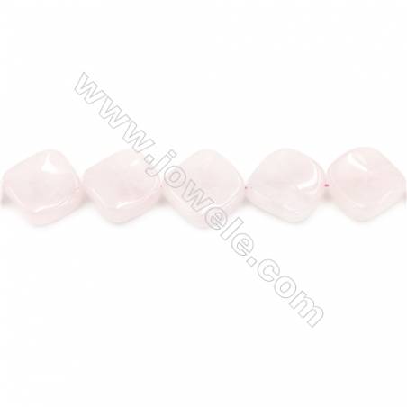 Natural Rose Quartz Beads Strand  Twisted Rhombus  Size 13x13mm  hole 1.5mm  about 22 beads/strand 15~16"