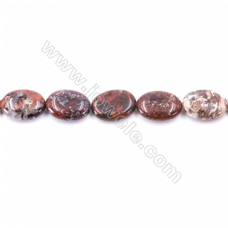 Natural Brecciated Jasper Beads Strand, Flat Oval, Size 13x18mm, Hole 1mm, about 23 beads/strand 15~16"